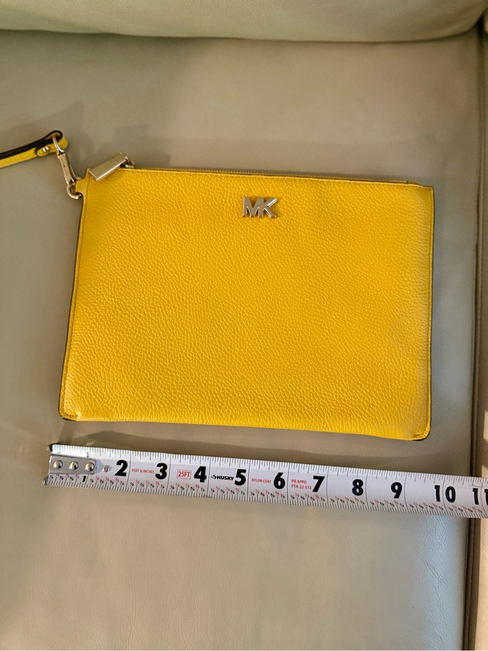 Michael Kors Mustard Yellow Pebbled Leather Large Wristlet Clutch